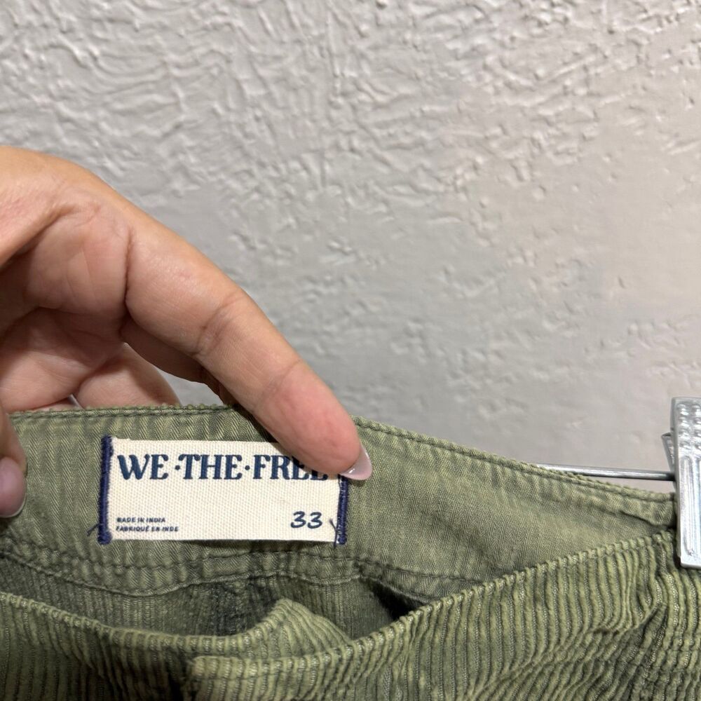Free People We The Free Good Luck Mid Rise Barrel Olive Green size 33 - Picture 3 of 5